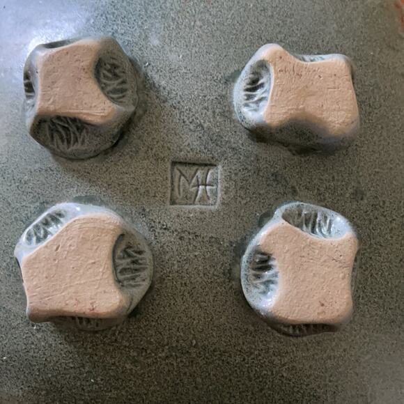 Mid Century Modern Ceramic Terra-cotta Footed Dish, Artisan Stamped, - Picture 8 of 8